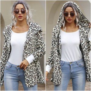 Chic Fun and Casual Hooded  Leopard Teddy Coat